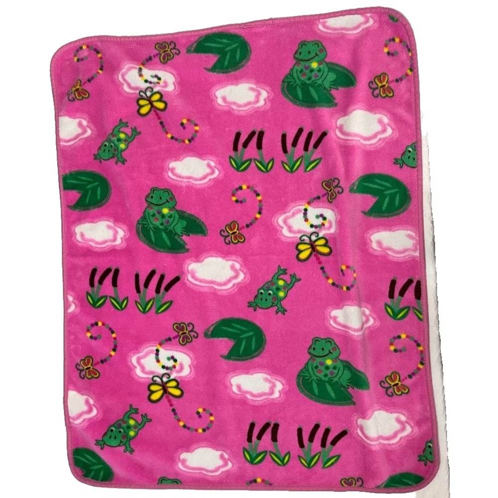 Northpoint Baby Pink Frog Fleece Blanket Butterfly‎ Lilly Pad Dragonfly Lovey